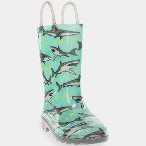 Toddler Boys' Western Chief Pull-On Rain Boot Sharks - Aqua Green